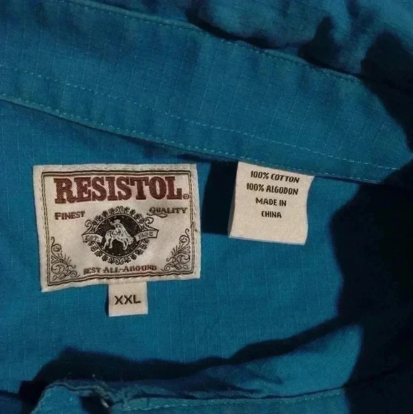Resistol long sleeve button down teal shirt size XXL - Picture 3 of 5